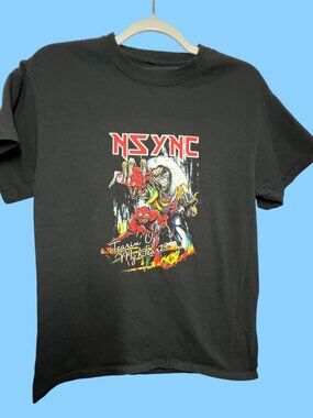 NSYNC Band Tee Black Tearing Up My Heart Graphic T-Shirt Size M